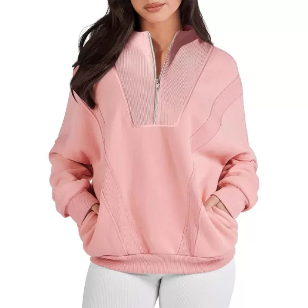 Caracilia Womens Half Zip Sweatshirts Long Sleeve Oversized Fleece Crop Hoodies Teen Girls Pullover Y2K Fall Fashion