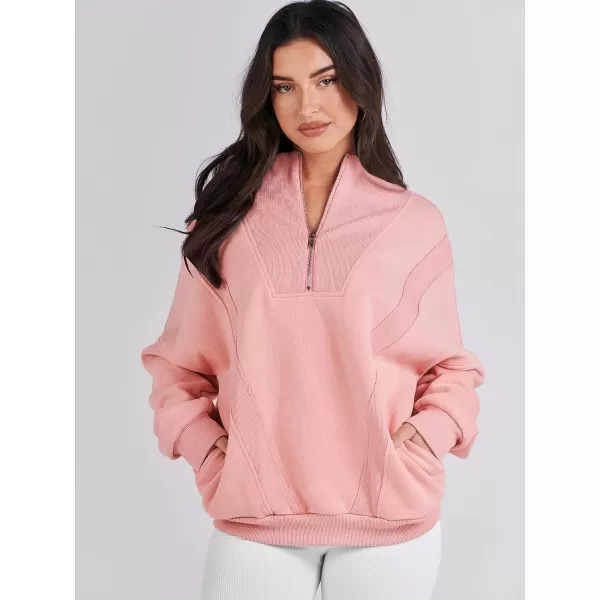 Caracilia Womens Half Zip Sweatshirts Long Sleeve Oversized Fleece Crop Hoodies Teen Girls Pullover Y2K Fall Fashion
