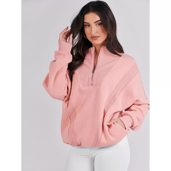 Caracilia Womens Half Zip Sweatshirts Long Sleeve Oversized Fleece Crop Hoodies Teen Girls Pullover Y2K Fall Fashion
