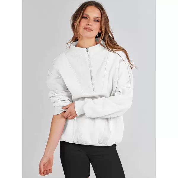 Caracilia Womens Half Zip Sweatshirts Long Sleeve Oversized Fleece Crop Hoodies Teen Girls Pullover Y2K Fall Fashion