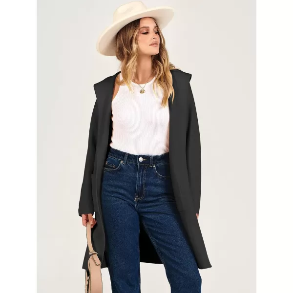 Caracilia Women's Hooded Cardigan Long Sleeve Open Front Casual Oversized Knit Sweater Jacket Coat with Pockets