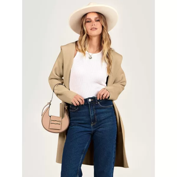 Caracilia Women's Hooded Cardigan Long Sleeve Open Front Casual Oversized Knit Sweater Jacket Coat with Pockets