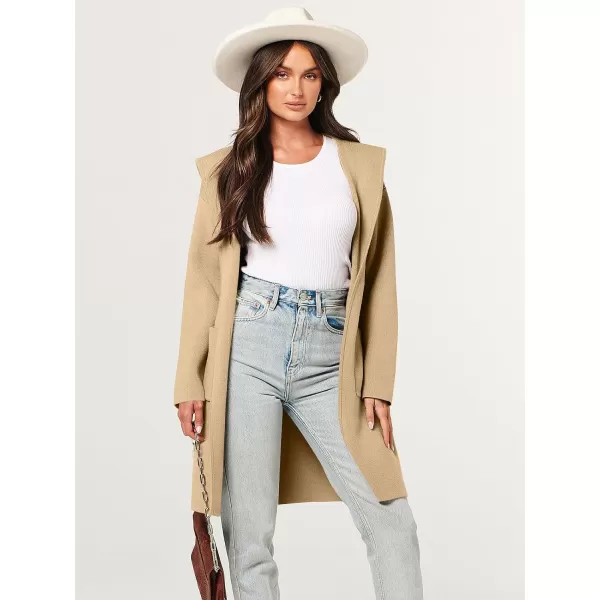 Caracilia Women's Hooded Cardigan Long Sleeve Open Front Casual Oversized Knit Sweater Jacket Coat with Pockets