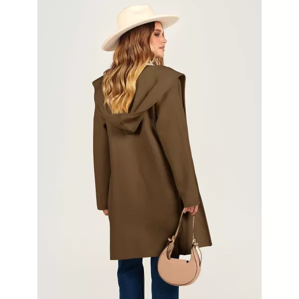Caracilia Women's Hooded Cardigan Long Sleeve Open Front Casual Oversized Knit Sweater Jacket Coat with Pockets