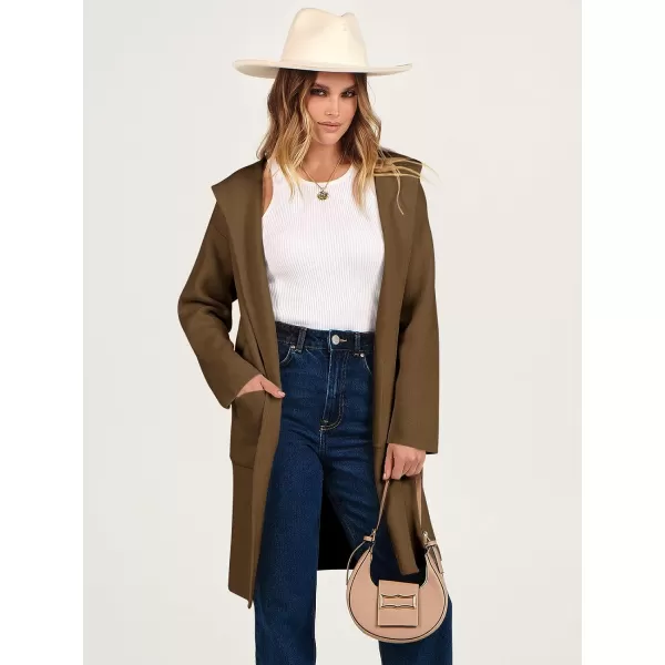 Caracilia Women's Hooded Cardigan Long Sleeve Open Front Casual Oversized Knit Sweater Jacket Coat with Pockets