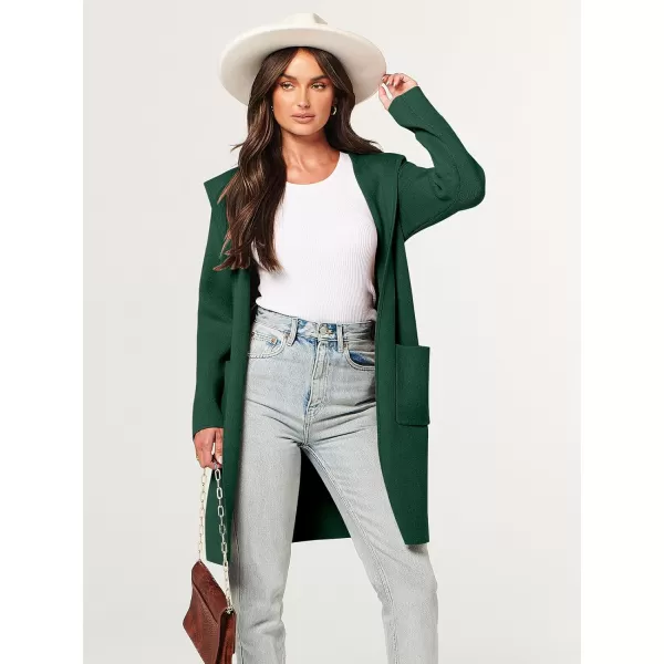 Caracilia Women's Hooded Cardigan Long Sleeve Open Front Casual Oversized Knit Sweater Jacket Coat with Pockets