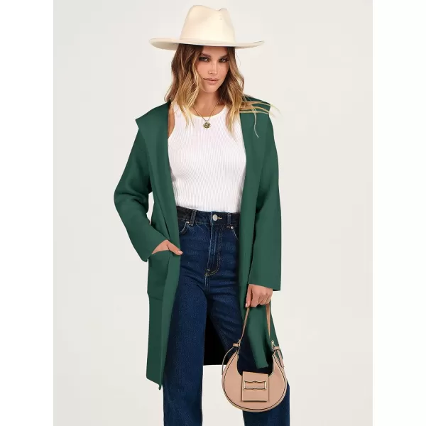 Caracilia Women's Hooded Cardigan Long Sleeve Open Front Casual Oversized Knit Sweater Jacket Coat with Pockets