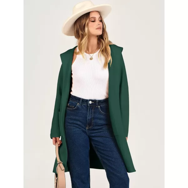 Caracilia Women's Hooded Cardigan Long Sleeve Open Front Casual Oversized Knit Sweater Jacket Coat with Pockets