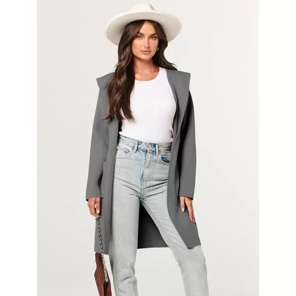Caracilia Women's Hooded Cardigan Long Sleeve Open Front Casual Oversized Knit Sweater Jacket Coat with Pockets