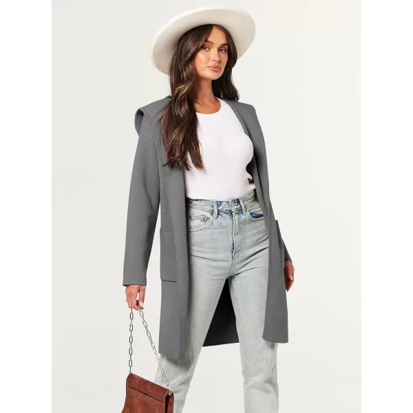 Caracilia Women's Hooded Cardigan Long Sleeve Open Front Casual Oversized Knit Sweater Jacket Coat with Pockets