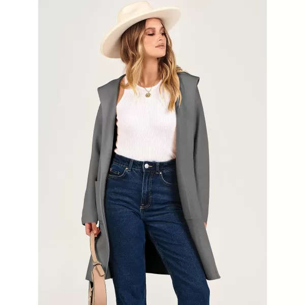 Caracilia Women's Hooded Cardigan Long Sleeve Open Front Casual Oversized Knit Sweater Jacket Coat with Pockets