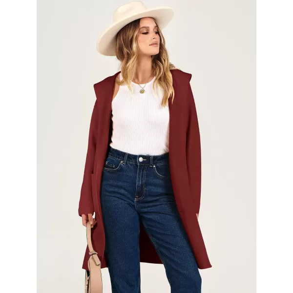 Caracilia Women's Hooded Cardigan Long Sleeve Open Front Casual Oversized Knit Sweater Jacket Coat with Pockets