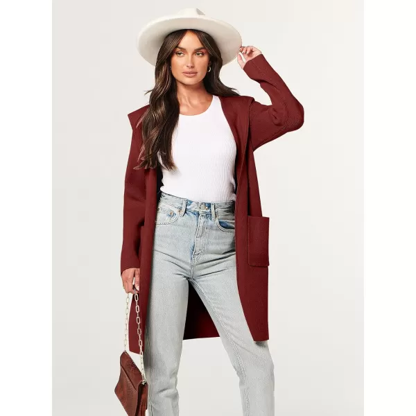 Caracilia Women's Hooded Cardigan Long Sleeve Open Front Casual Oversized Knit Sweater Jacket Coat with Pockets