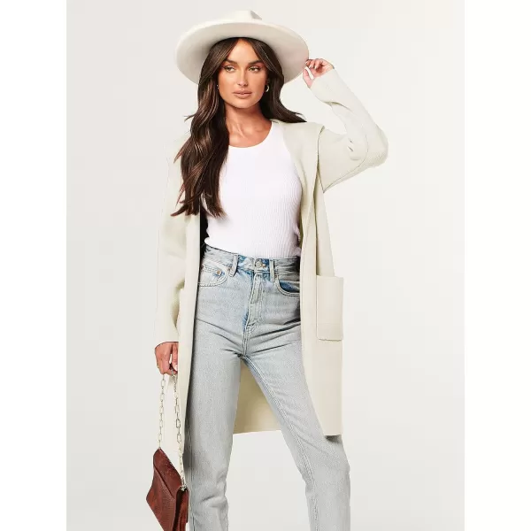 Caracilia Women's Hooded Cardigan Long Sleeve Open Front Casual Oversized Knit Sweater Jacket Coat with Pockets