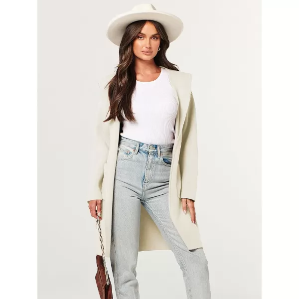 Caracilia Women's Hooded Cardigan Long Sleeve Open Front Casual Oversized Knit Sweater Jacket Coat with Pockets