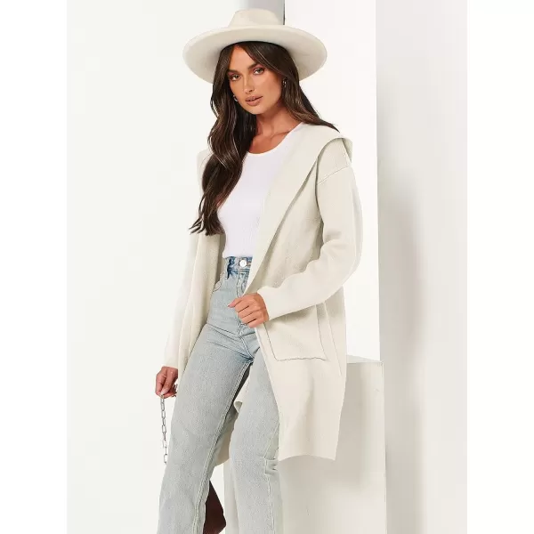 Caracilia Women's Hooded Cardigan Long Sleeve Open Front Casual Oversized Knit Sweater Jacket Coat with Pockets