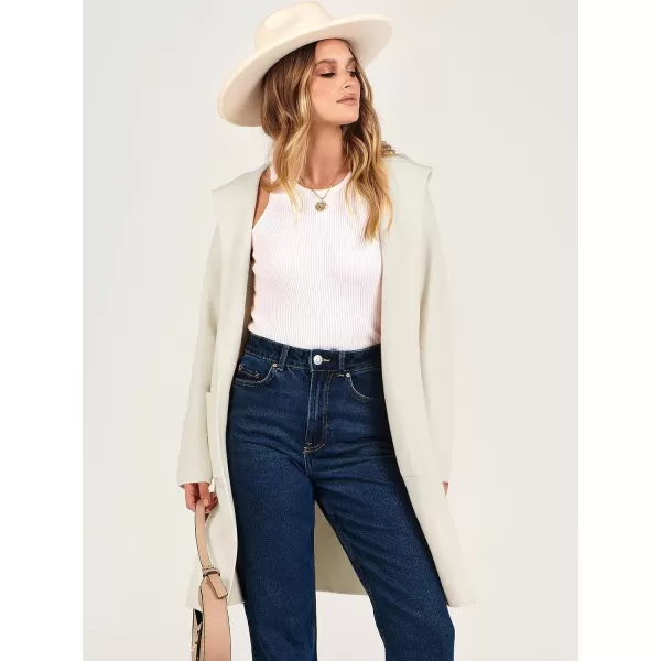 Caracilia Women's Hooded Cardigan Long Sleeve Open Front Casual Oversized Knit Sweater Jacket Coat with Pockets