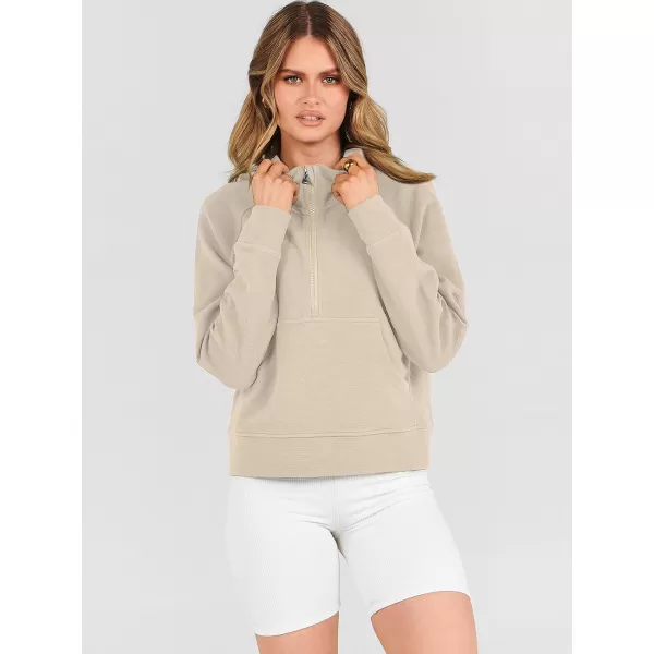 Caracilia Womens Hoodies Long Sleeve Half Zip Fleece Oversized Crop Pullover Sweatshirts with Pockets Thumb Hole