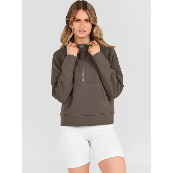 Caracilia Womens Hoodies Long Sleeve Half Zip Fleece Oversized Crop Pullover Sweatshirts with Pockets Thumb Hole