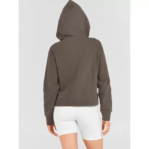 Caracilia Womens Hoodies Long Sleeve Half Zip Fleece Oversized Crop Pullover Sweatshirts with Pockets Thumb Hole