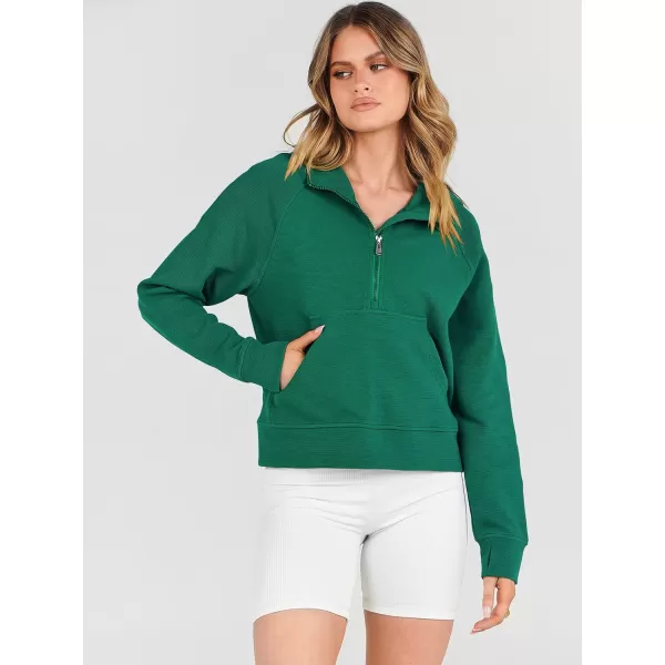 Caracilia Womens Hoodies Long Sleeve Half Zip Fleece Oversized Crop Pullover Sweatshirts with Pockets Thumb Hole