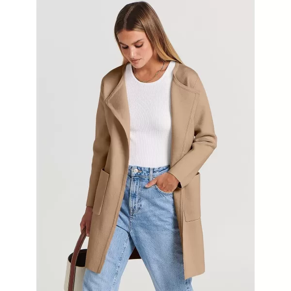 Caracilia Womens Knit Cardigan Sweaters Oversized Open Front Long Sleeve Lapel Casual Jacket 2023 Fall Coat Dressy Coatigan
