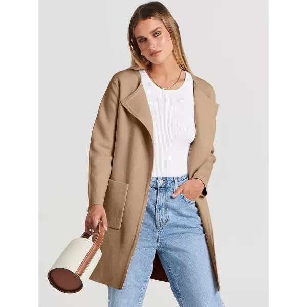 Caracilia Womens Knit Cardigan Sweaters Oversized Open Front Long Sleeve Lapel Casual Jacket 2023 Fall Coat Dressy Coatigan
