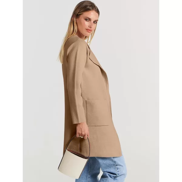 Caracilia Womens Knit Cardigan Sweaters Oversized Open Front Long Sleeve Lapel Casual Jacket 2023 Fall Coat Dressy Coatigan