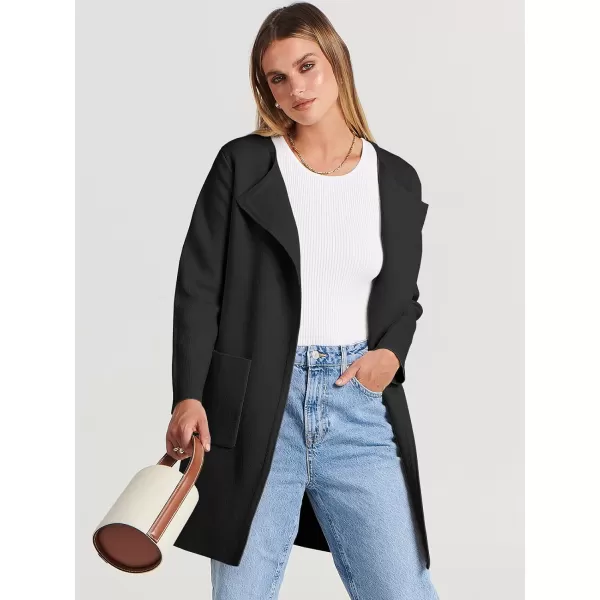 Caracilia Womens Knit Cardigan Sweaters Oversized Open Front Long Sleeve Lapel Casual Jacket 2023 Fall Coat Dressy Coatigan