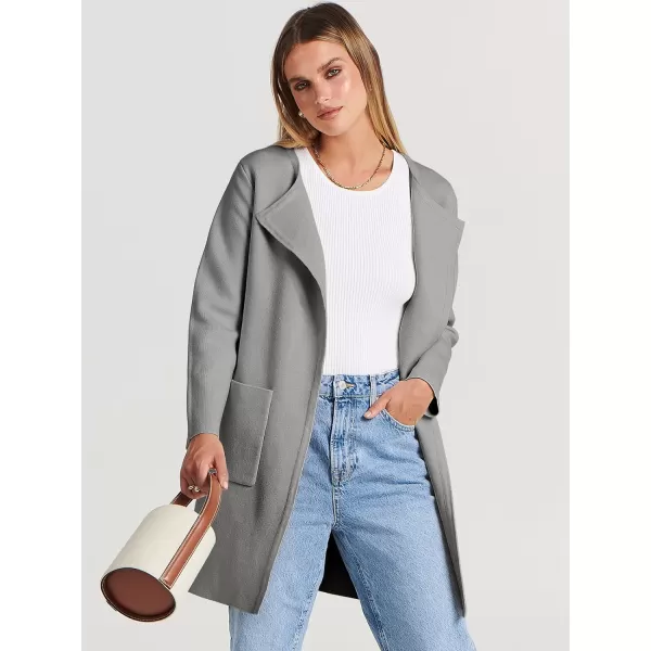 Caracilia Womens Knit Cardigan Sweaters Oversized Open Front Long Sleeve Lapel Casual Jacket 2023 Fall Coat Dressy Coatigan