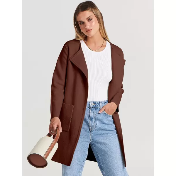 Caracilia Womens Knit Cardigan Sweaters Oversized Open Front Long Sleeve Lapel Casual Jacket 2023 Fall Coat Dressy Coatigan