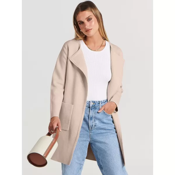 Caracilia Womens Knit Cardigan Sweaters Oversized Open Front Long Sleeve Lapel Casual Jacket 2023 Fall Coat Dressy Coatigan