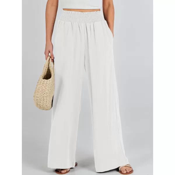 Caracilia Womens Linen Wide Leg Lounge Pants with Pockets Casual Straight Leg High Waisted Flowy Palazzo Pants Loose Trousers