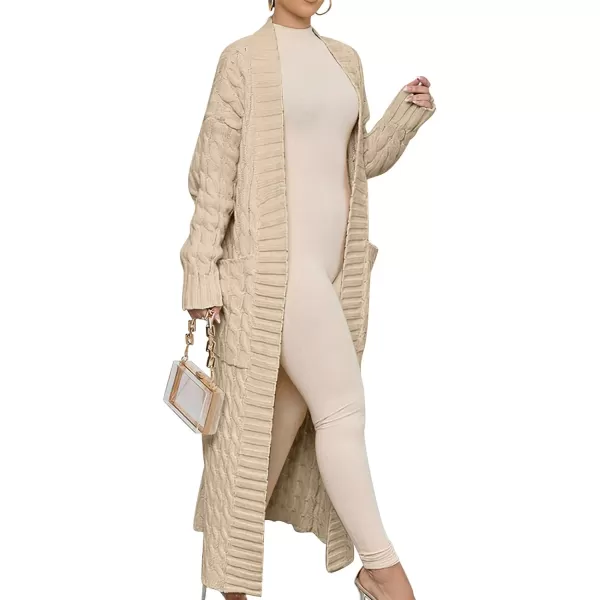 Caracilia Womens Long Cardigan Sweater Open Front Long Sleeve Chunky Cable Knit Duster Outerwear Maxi 2023 Fall Jacket Coats