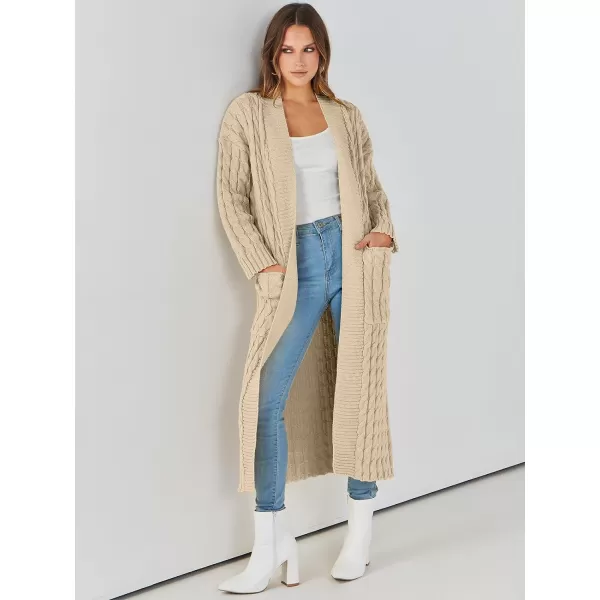 Caracilia Womens Long Cardigan Sweater Open Front Long Sleeve Chunky Cable Knit Duster Outerwear Maxi 2023 Fall Jacket Coats