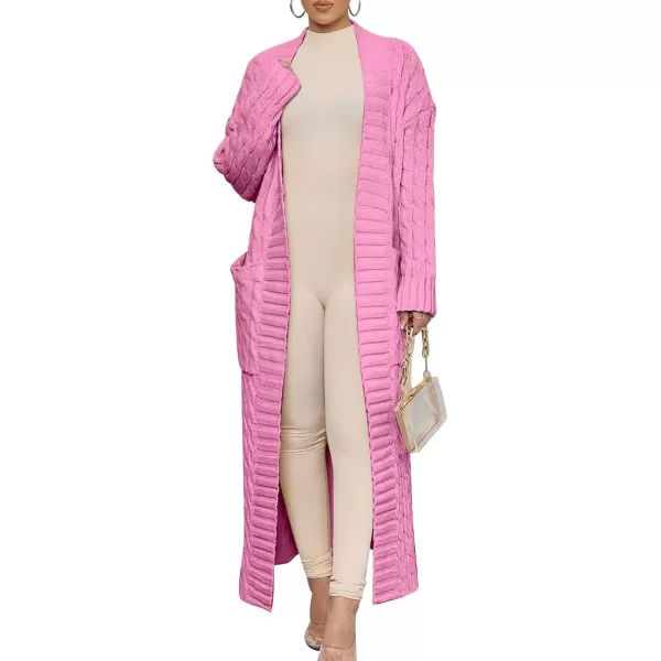 Caracilia Womens Long Cardigan Sweater Open Front Long Sleeve Chunky Cable Knit Duster Outerwear Maxi 2023 Fall Jacket Coats