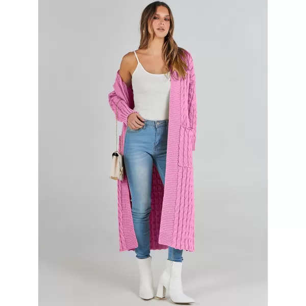 Caracilia Womens Long Cardigan Sweater Open Front Long Sleeve Chunky Cable Knit Duster Outerwear Maxi 2023 Fall Jacket Coats