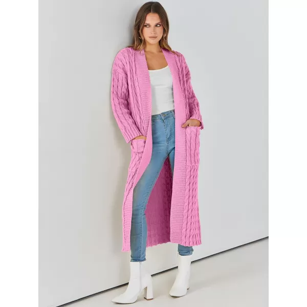 Caracilia Womens Long Cardigan Sweater Open Front Long Sleeve Chunky Cable Knit Duster Outerwear Maxi 2023 Fall Jacket Coats