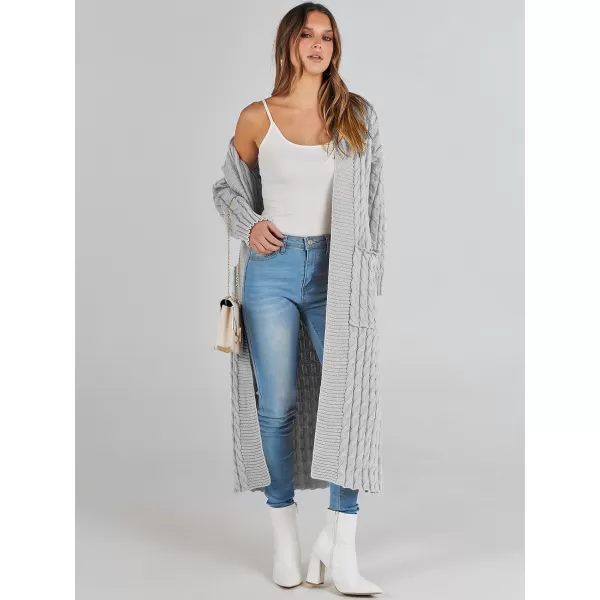 Caracilia Womens Long Cardigan Sweater Open Front Long Sleeve Chunky Cable Knit Duster Outerwear Maxi 2023 Fall Jacket Coats