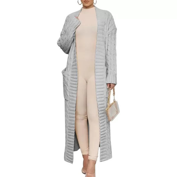 Caracilia Womens Long Cardigan Sweater Open Front Long Sleeve Chunky Cable Knit Duster Outerwear Maxi 2023 Fall Jacket Coats
