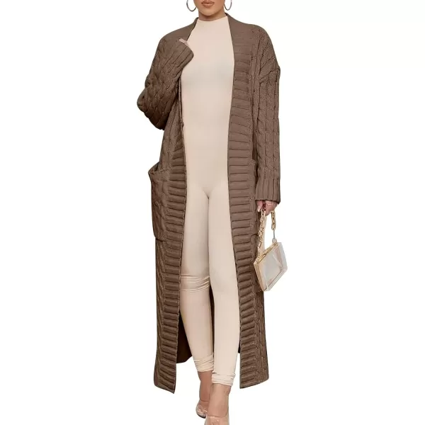 Caracilia Womens Long Cardigan Sweater Open Front Long Sleeve Chunky Cable Knit Duster Outerwear Maxi 2023 Fall Jacket Coats