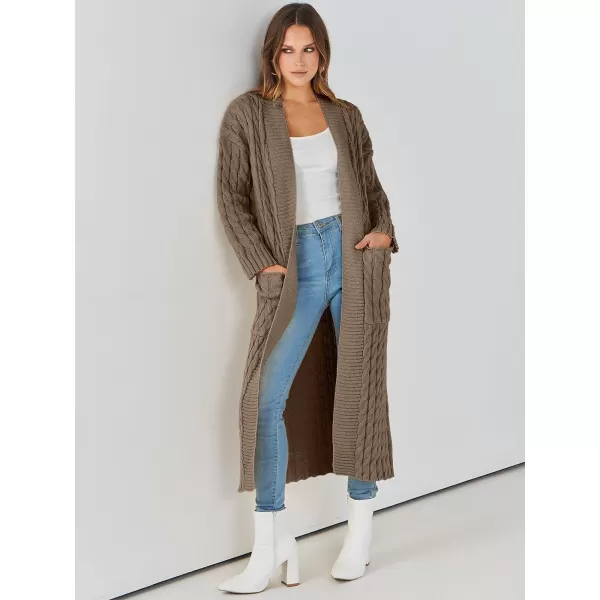 Caracilia Womens Long Cardigan Sweater Open Front Long Sleeve Chunky Cable Knit Duster Outerwear Maxi 2023 Fall Jacket Coats