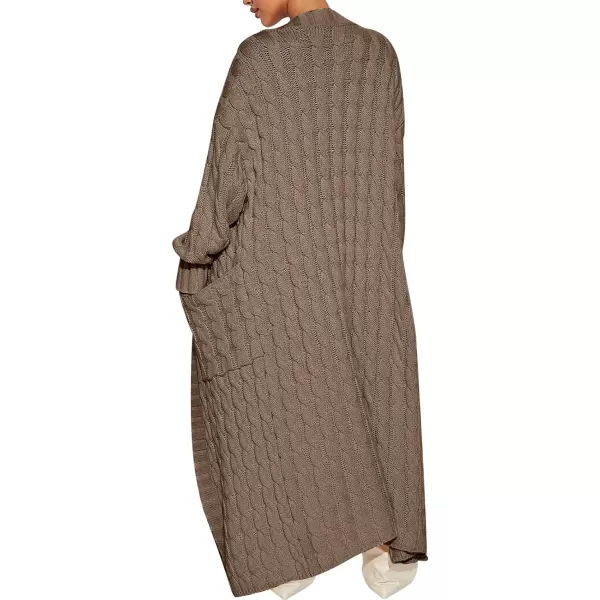Caracilia Womens Long Cardigan Sweater Open Front Long Sleeve Chunky Cable Knit Duster Outerwear Maxi 2023 Fall Jacket Coats