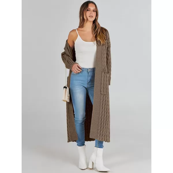 Caracilia Womens Long Cardigan Sweater Open Front Long Sleeve Chunky Cable Knit Duster Outerwear Maxi 2023 Fall Jacket Coats