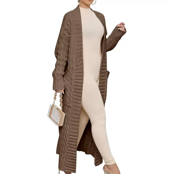 Caracilia Womens Long Cardigan Sweater Open Front Long Sleeve Chunky Cable Knit Duster Outerwear Maxi 2023 Fall Jacket Coats