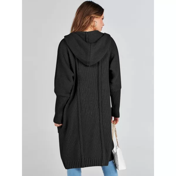 Caracilia Women's Long Cardigan Sweaters Oversized Open Front Long Sleeve Lightweight Knit Hooded Outerwear 2023 Fall Coat