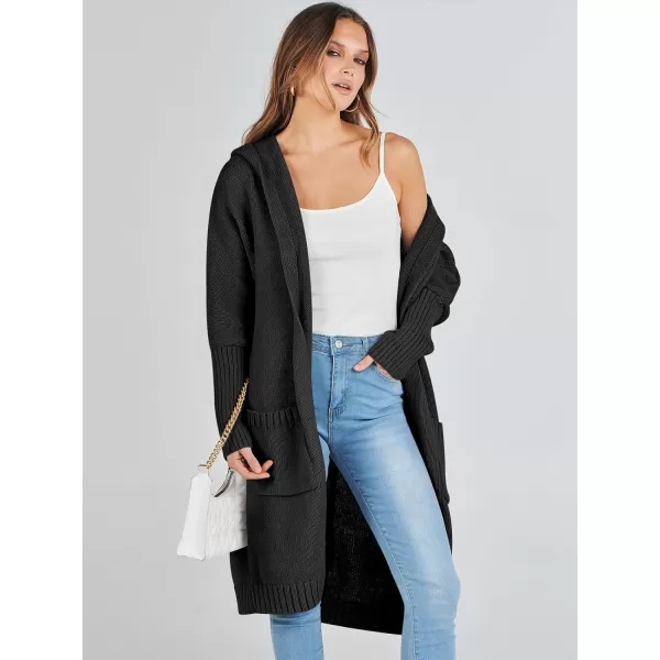 Caracilia Women's Long Cardigan Sweaters Oversized Open Front Long Sleeve Lightweight Knit Hooded Outerwear 2023 Fall Coat