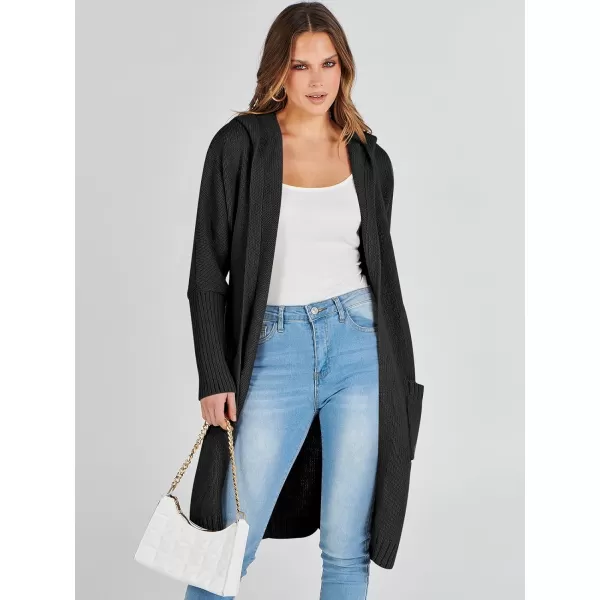 Caracilia Women's Long Cardigan Sweaters Oversized Open Front Long Sleeve Lightweight Knit Hooded Outerwear 2023 Fall Coat