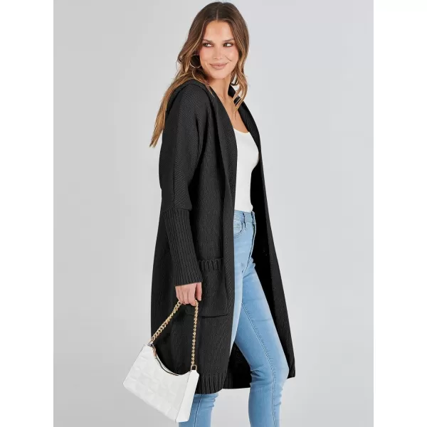Caracilia Women's Long Cardigan Sweaters Oversized Open Front Long Sleeve Lightweight Knit Hooded Outerwear 2023 Fall Coat