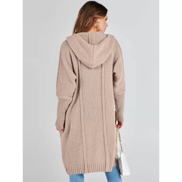 Caracilia Women's Long Cardigan Sweaters Oversized Open Front Long Sleeve Lightweight Knit Hooded Outerwear 2023 Fall Coat